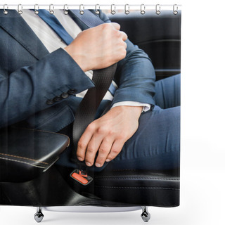 Personality  Cropped View Of Businessman Locking Lifesaver In Car Shower Curtains