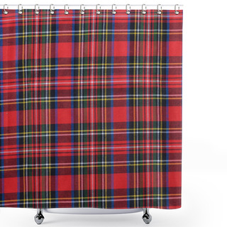 Personality  Red Black And White Rustic Plaid Fabric Swatch Textile Background. Shower Curtains