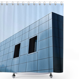 Personality  Modern Glass Building On Sky Background Shower Curtains
