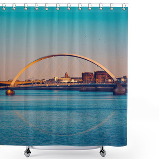 Personality  Sunset On The River Clyde In Glasgow At The Arc Bridge In Finnieston Shower Curtains
