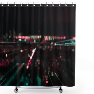 Personality  Dark Cityscape With Blurred Bright Illumination At Night Shower Curtains