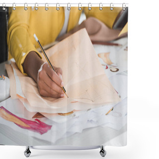 Personality  Fashion Designer Working In Studio Shower Curtains