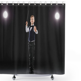Personality  Little Conductor On Dark Background Shower Curtains