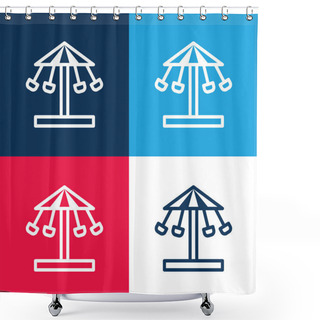 Personality  Amusement Park Blue And Red Four Color Minimal Icon Set Shower Curtains