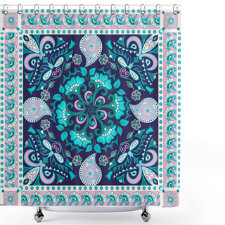 Personality  Vector Backround With Ethnic Indian Kalamkari Ornament. Floral P Shower Curtains