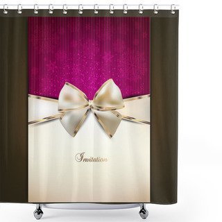 Personality  Greeting Card With White Bow And Copy Space. Vector Illustration Shower Curtains
