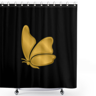 Personality  Big Wing Butterfly Gold Plated Metalic Icon Or Logo Vector Shower Curtains
