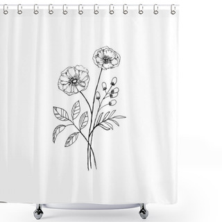 Personality  Simple And Clean Hand Drawn Floral. Sketch Style Botanical Illustration. Great For Invitation, Greeting Card, Packages, Wrapping, Etc.  Shower Curtains