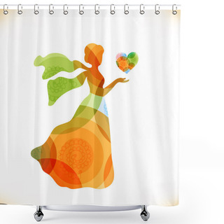 Personality  Beauty Fantasy Woman With Heart. Fairy Magic Woman Shower Curtains