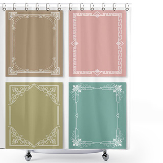 Personality  Engraving Baroque Style Vintage Frames Set Vector Shower Curtains