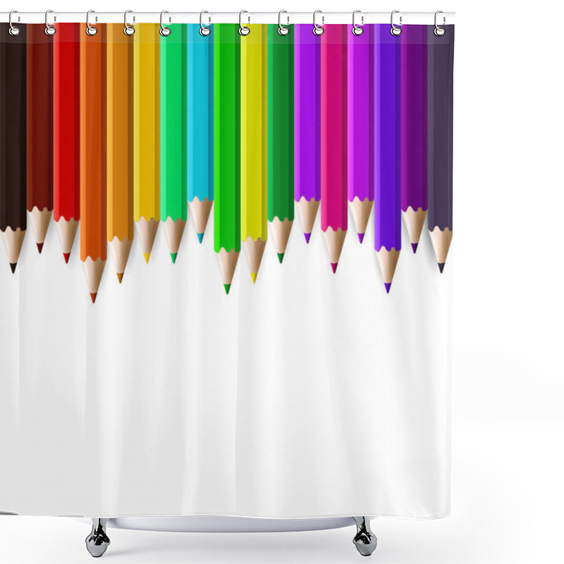 Personality  Color pencils set on white background. shower curtains