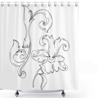 Personality  Vector Baroque Monogram Floral Ornament. Black And White Engraved Ink Art. Isolated Ornaments Illustration Element. Shower Curtains