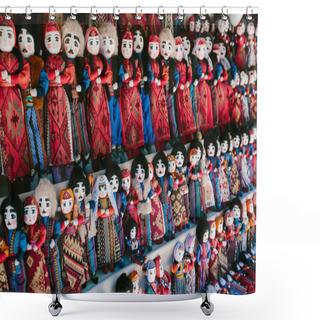 Personality  Dolls In Armenian National Costumes. Flea Market Vernissage Yerevan, Armenia Shower Curtains