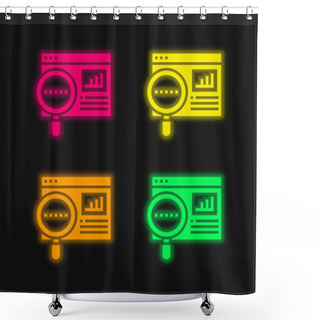 Personality  Analytics Four Color Glowing Neon Vector Icon Shower Curtains