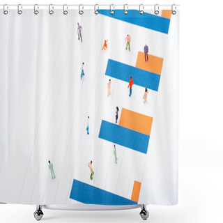 Personality  High Angle View Of People Figures On Surface With Blue And Orange Diagram Isolated On White, Equality Concept  Shower Curtains