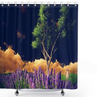 Personality  Lavender Fields With  Solitary Tree Shower Curtains