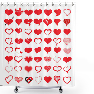 Personality  Big Set Of Heart. Vector Illustration. Shower Curtains