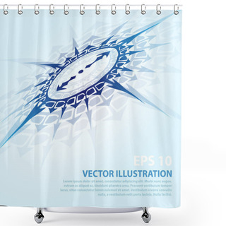 Personality  Vector Background With Blue Compass. Shower Curtains