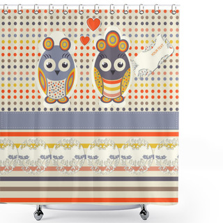 Personality  Vintage Illustration Of Funny Owls Shower Curtains
