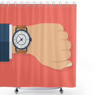 Personality  Wristwatch On Hand Of Businessman Shower Curtains