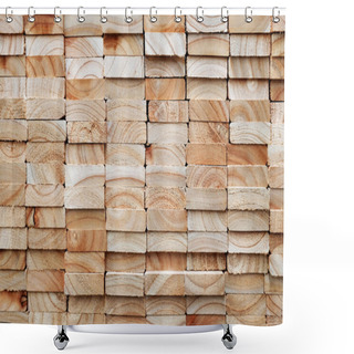 Personality  Stack Of Square Wood Planks Shower Curtains