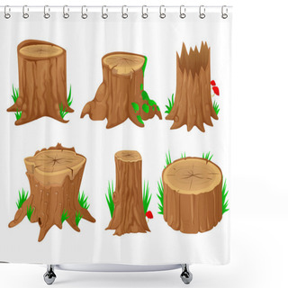 Personality  Collection Of Tree Stumps Shower Curtains