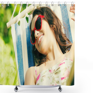 Personality  Woman In Sunglasses Shower Curtains