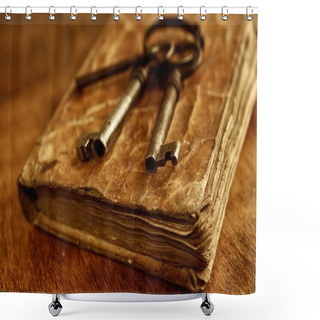 Personality  Old Metal Keys On Vintage Book. Shower Curtains