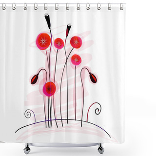 Personality  Cute Summer Poppies Shower Curtains