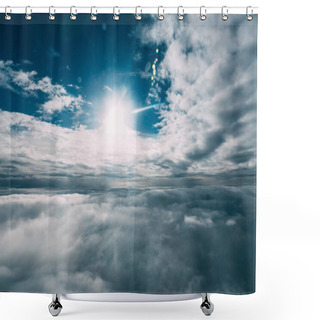 Personality  Beautiful Blue Sunny Sky With White Clouds  Shower Curtains