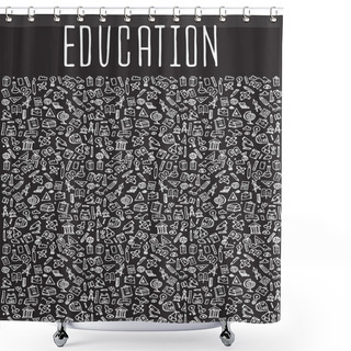 Personality  Hand Drawn School Education Seamless Logo Shower Curtains