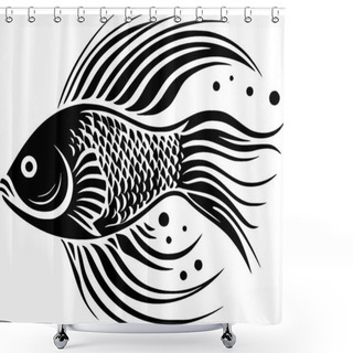 Personality  Fish - Minimalist And Simple Silhouette - Vector Illustration Shower Curtains