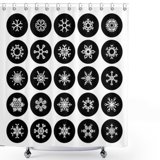 Personality  Black And White Round Winter Pictograms.  Shower Curtains