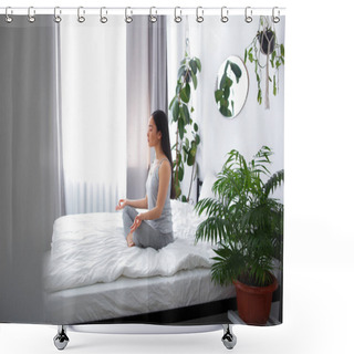 Personality  Calm Woman Finding Inner Peace In Solitude Shower Curtains
