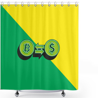 Personality  Bitcoin To Dollar Exchange Rate Symbol Green And Yellow Modern 3d Vector Icon Logo Shower Curtains