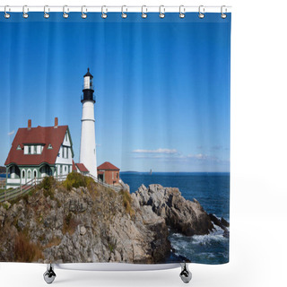 Personality  Portland Head Lighthouse Shower Curtains