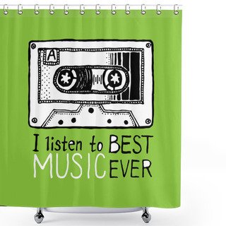 Personality  Audio Cassette. Art For T-shirt Design Shower Curtains