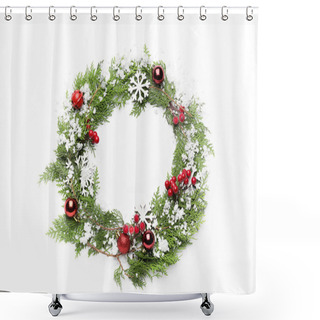 Personality  Beautiful Christmas Composition On White Background Shower Curtains