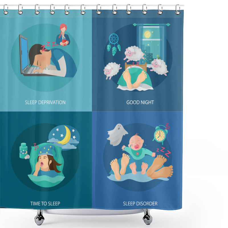 Personality  Sleep Time Flat Shower Curtains