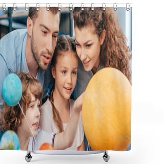Personality  Family Exploring Solar System Model Shower Curtains