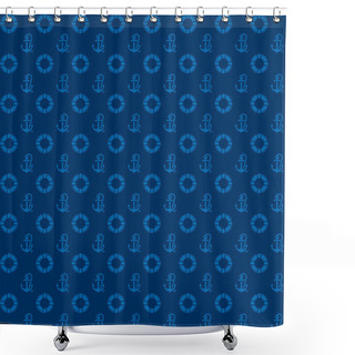 Personality  Seamless Patterns, Blue Anchors And Lifebuoy Shower Curtains
