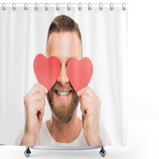 Personality  Bearded Man With Red Hearts Shower Curtains