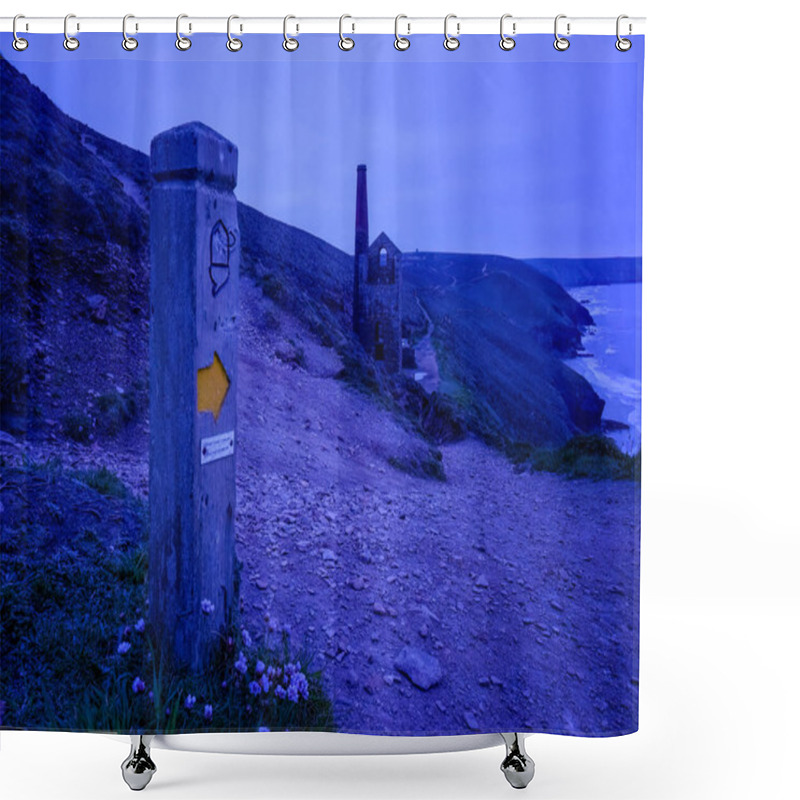 Personality  Wheal Coates At Blue Hour Cornwall England Uk  Shower Curtains