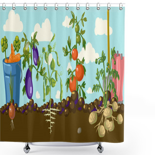Personality  Stylized Vegetables Set Shower Curtains