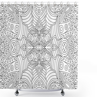 Personality  Coloring Book Page With Beautiful Linear Pattern Shower Curtains