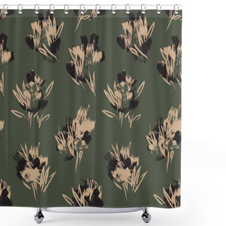 Personality  Abstract Brush Strokes Floral Seamless Pattern Shower Curtains