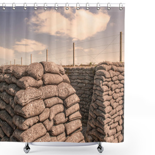 Personality  Trenches Of World War One Sandbags In Belgium Shower Curtains