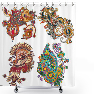 Personality  Original Hand Draw Line Art Ornate Flower Design Shower Curtains