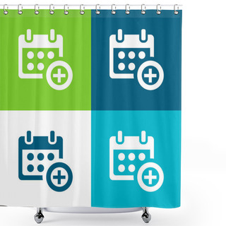 Personality  Add Calendar Symbol For Events Flat Four Color Minimal Icon Set Shower Curtains