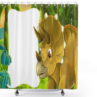 Personality  Cute Baby Triceratops Cartoon Shower Curtains